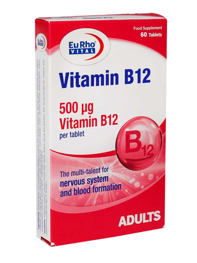 ویتامین ب12 یوروویتال 500 میکروگرم 60 عدد | Eurhovital Vitamin B12 500 mcg
