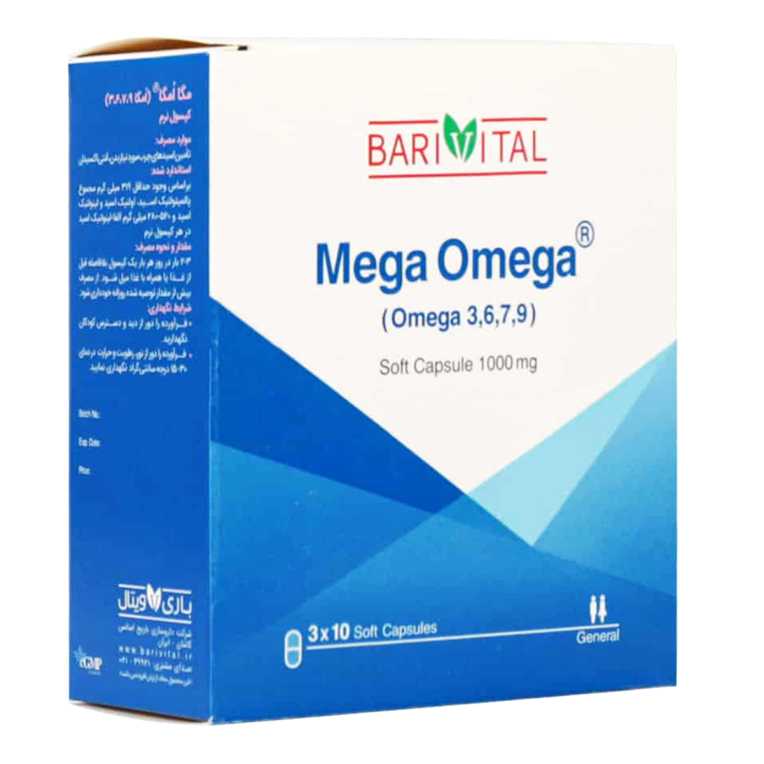 مگا امگا 3،6،7،9 باری ویتال 30 عدد | Barivital Mega Omega 3,6,7,9