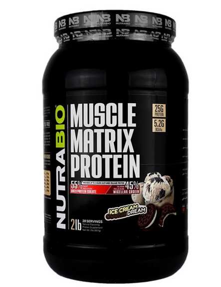 پروتئین ماسل ماتریکس نوترا بایو 907 گرم طعم کوکی بستنی | Nutra Bio Muscle Matrix Protein 907 gr