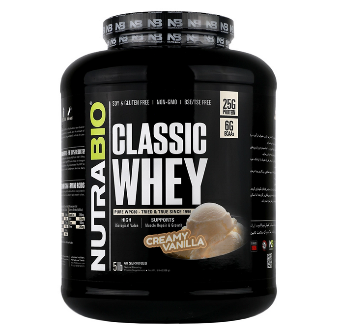 پروتئین وی کلاسیک نوترابایو 2268 گرم طعم وانیل| Nutra Bio Classic Whey Protein